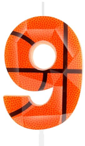 3D Basketball Number 9 Birthday Candles Orange 9th Happy Birthday Candle Premium Wax & 3D Diamond Design Basketball Themed Cake Topper Decorations for Boy Girl Kid Birthday Party Celebration Supplie