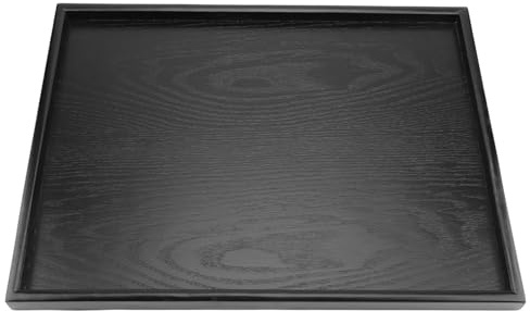 Bandeja Rectangular de Madera para Servir, Negra, Multifuncional, para Té, Café y Frutas, Fácil de Limpiar, 40 x 30 cm