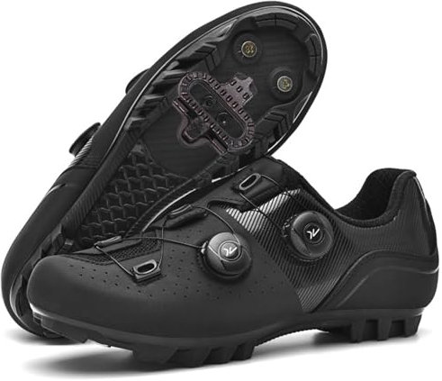 PENXZT Mountainbike Schuhe Herren Damen, Kompatibel mit Shimano SPD 2-Bolts Pedals Anti-Skid Atmungsaktiv Fahrrad Spin MTBschuhe Radsportschuhe,Schwarz,46 EU