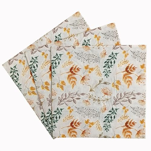Dekorative Papierservietten mit Herbstblumen-Muster, Servietten Herbst, Pack of 20, Perfect for Birthdays, Parties, Meetings, Autumn Table Decoration, Herbst Servietten