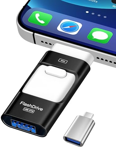 ZARMST Cle USB 512 Go, Clé USB 4 en 1 pour iOS/Pad/Android/Type C/PC, Cle USB C 3.0 Flash Drive Transfert Rapide, Clef Mémoire Externe pour Stockage Photos, Vidéos, Fichiers(Noir)