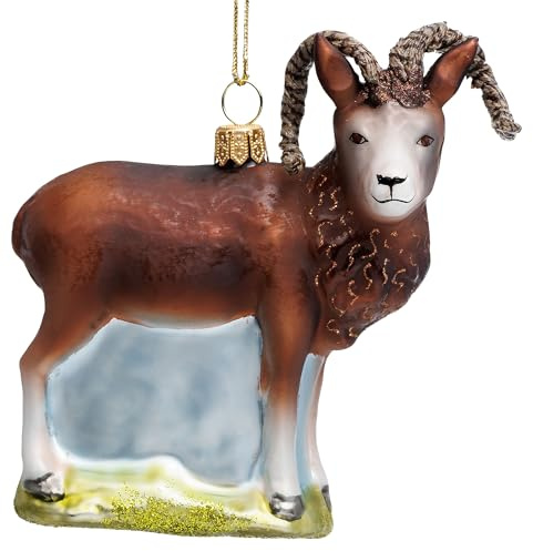 SIKORA Mufflon besondere Weihnachtskugel Glas Christbaumschmuck Deko Figur Weihnachten Anhänger Ornament - Meisterstücke - BS794
