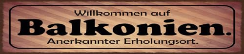 vianmo Blechschild 10x46 cm Willkommen auf Balkonien Deko Geschenk Schild