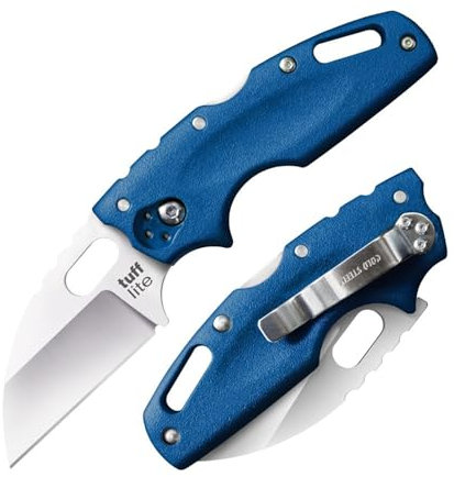 Cold 1108067 Steel Unisex – Erwachsene, Tuff Lite Plain Blue, Klappmesser, Backlock, Taschenmesser, AUS-8A Klingenstahl, Satin Finish, scharfes Messer, blau, Einheitsgröße