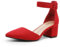 DREAM PAIRS Womens Low Mid Block Heels Mary Jane Ladies Ankle Strap Court Shoes Sandals Annee Red Suede Size 9 US/ 7 UK