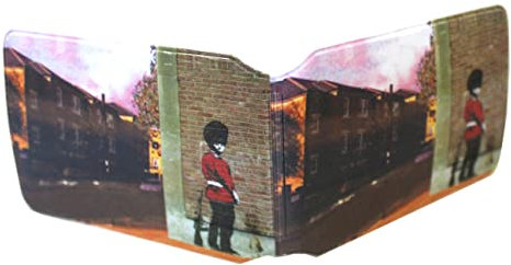 (80+ Designs) Bus Pass Wallet Credit Travel Rail Ticket Card Holder for Oyster Zip Business ID Card - Bifold - Party Bag Gift School Leaver (Banksy Guard Peeing)