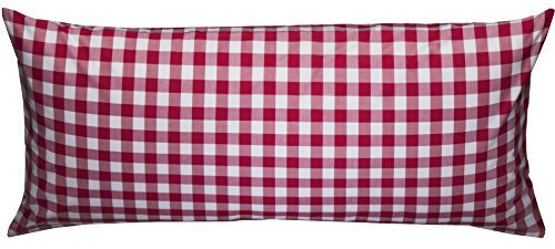 Mako Batist/Mako Perkal Landhaus Bettwäsche Karo Oslo kariert (40 cm x 80 cm Kissen, Rot - Karo)