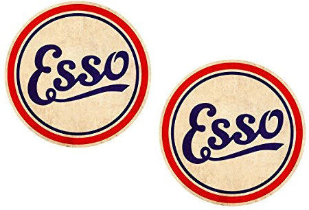 cut-it folientechnik & design #032 / 2X Esso Vintage Aufkleber je D=8,5cm Old School Oldtimer Retro Racing Rennsport Auto Motorrad V8 RC Modellbau