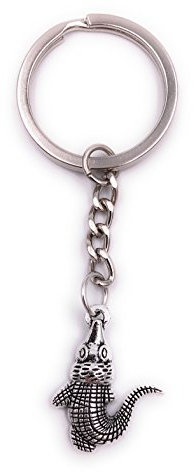 H-Customs Crocodile Reptile Porte-clés Pendentif en métal argenté