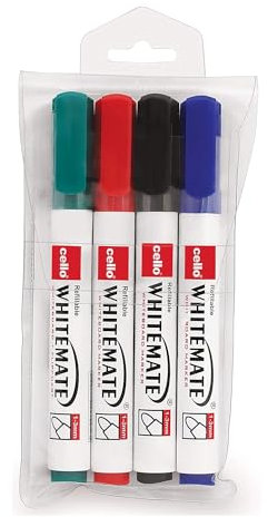 Cello-Whiteboard-Marker-Set, mehrfarbig, 4 Stück