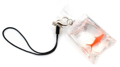 Miniblings Goldfischtüte Handyanhänger Handyschmuck Goldfisch Fisch Koi Haustier- Handmade Modeschmuck I Anhänger Handyschmuck Schlüsselanhänger
