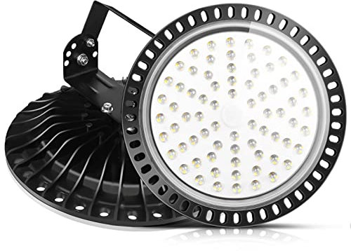Viugreum 2 PACK 300W Proiettore Faretto LED Lampadario UFO Lampada Interni Industriale LED Luce Bianca 6000K, Impermeabile IP65 Fari Potente Risparmio Energetico Faretto per Soggiorno Officine e Case