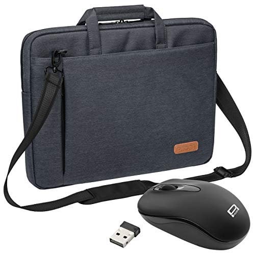 PEDEA Laptoptasche Elegance Notebook-Tasche bis 15,6 Zoll (39,6 cm) Umhängetasche mit Schultergurt inkl. Schnurloser Maus, Grau
