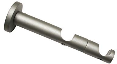 Gardinia Kombiträger mit Metallmontageplatte für Gardinenstangen, 2-läufig, Offen, Alle Montageteile inklusive, Serie Kira, Ø 19 mm, Metall, Silber