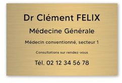 DECOHO - Plaque professionnelle personnalisée en PVC pour médecin - Or lettres noires Adhésif 3M