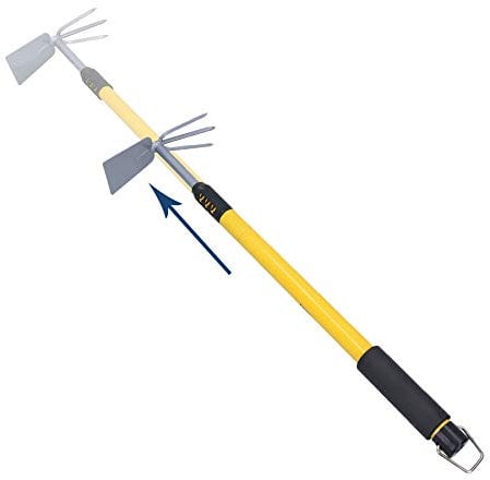 AB Tools-Green Blade Telescopic Extending Garden Cultivator Weeder 62-90cm Double Head Hoe Fork