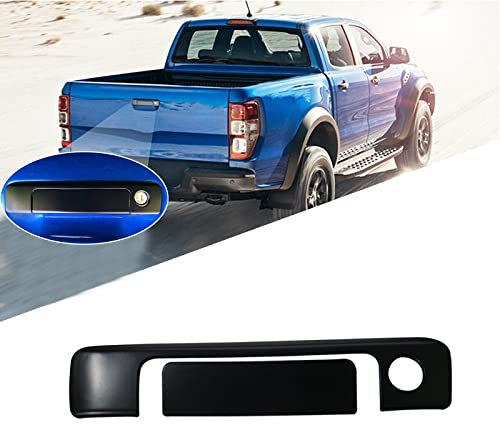 JHCHAN Heckklappenabdeckung Hintere Türgriffverkleidung für Ford Ranger Wildtrak T6 T7 T8 2012-2022 XL XLT Tremor Limited Platinum ABS Schwarz Matt Mit Schlüsselloch (Griffverkleidung)