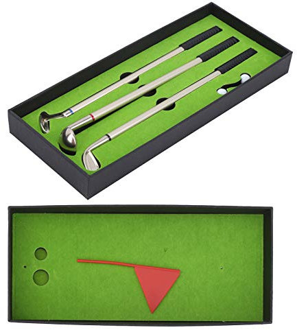 Keenso Golf Bag Pen Set, Mini Desk Games Box Grüne Driving Range mit Golf Club Pens Balls Flag Geschenk Desktop-Dekor Golf