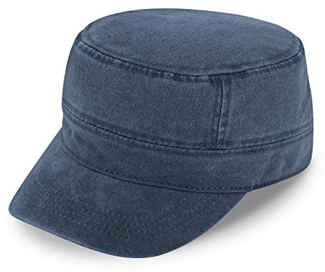 fiebig Army GI-Cap in Washed Cotton | Klassische Arbeitsmütze mit Klettverschluss | Militär Outdoor Kappe aus Baumwolle (One Size, Marineblau)