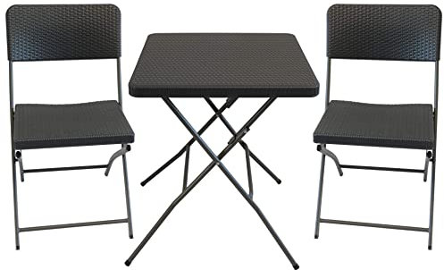 LINDER Bistroset 3-TLG. HDPE Balkonset Rattan-Optik Balkonmöbel Sitzgruppe