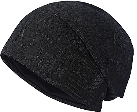 ZLYC Klassische Slouch Beanie Mütze Sommer Strickmützen für Herren Damen (Brief gedruckt schwarz)