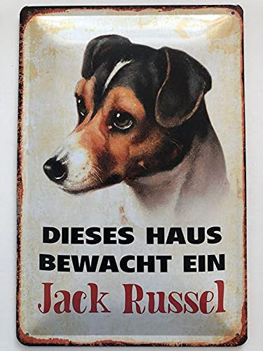 Metall Schild 20x30cm Dieses Haus bewacht ein Jack Russel Hund Blechschild