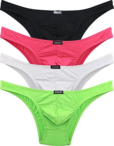 iKingsky Micro Slip en Modal Homme Taille Basse en Coupe Bikini sous-vêtements pour Homme (XL, Pack de 4)