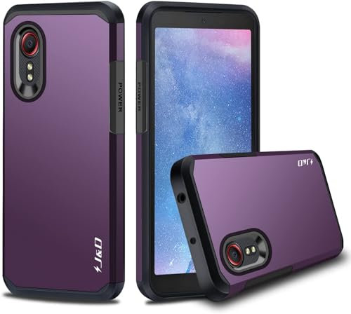 J&D Handyhülle Kompatibel für Samsung Galaxy Xcover 5 Hülle, Heavy Duty Doppelschicht Hybrid Robustes Stoßfest Schutzhülle für Galaxy Xcover 5, Violett