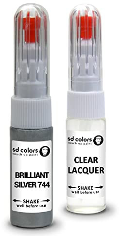 SD COLORS Brilliant Silver 744 Reparaturset für Mercedes Lackstifte, 20 ML, Farbcode 744 Brilliant Silver (Lack + Lack)