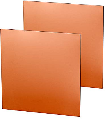 QWORK® 2 Piezas Placa de Cobre 1mm Espesor, Lamina Cobre Puro 99,9% (100 mm x 100 mm x 1 mm)