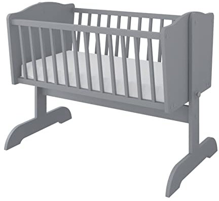 kiki design Babywiege 40x90 cm | Kinderbett | Schaukelfunktion | Inklusive Lenkrollen | Einfache Montage | Babybett für Mädchen und Junge |Farbe Grau