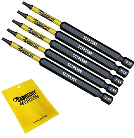 5 x SabreCut SCTP1589_5 89 mm T15 TX15 Torx inviolable sécurité tournevis à percussion magnétique jeu d'embouts robustes compatibles avec Dewalt Milwaukee Bosch Makita et plus