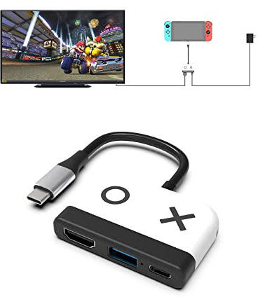 Cenxaki - Base portátil para Nintendo Switch/Switch OLED, estación de base de TV Switch con HDMI 4K USB 3.0 y puerto de carga rápida PD 3.0 compatible con Switch/Steam Deck/PC/portátil/Pad/teléfono