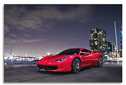 JOOEL Sportwagen-Poster Ferrari 458 Italia Super Car Racing Car Poster Dekorative Malerei Leinwand Wandposter und Kunstbild Druck Moderne Familie Schlafzimmer Dekor Poster 30 x 45 cm