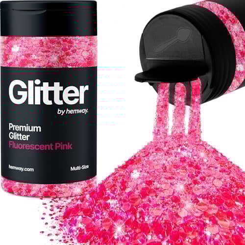 Hemway Rosa Fluorescente Mix di Glitter in 5 Dimensioni 120g/4.2oz Grosso Metallico Resina Arte Multi-Formato Porporina Paillettes per Epossidica, Capelli Corpo Occhio Arte delle Unghie Festival