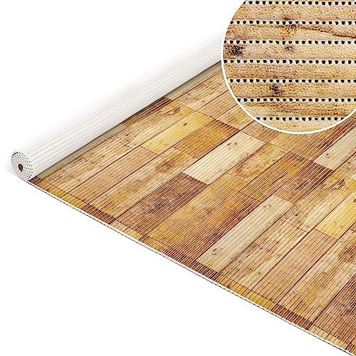 ANRO Badematte Weichschaummatte Bad- und Duschvorleger Antirutsch Badläufer Holz Diele Braun 100x130cm