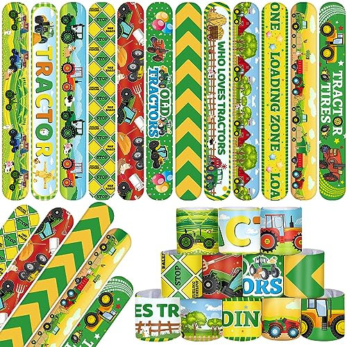 YYMYMGJ 48 Stück Traktor-Partygeschenke, Traktor-Armbänder, Traktor-Partyzubehör, Traktorzubehör, Traktor-Party-Geschenke, Dekorationen für Kinder, Mädchen, Jungen, Geschenke, Klassenzimmer, Schule,