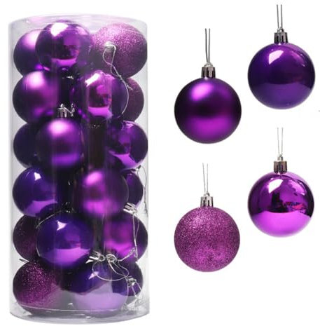 Weihnachtskugel-Ornamente, bruchsicher, Weihnachtsbaumkugeln für Urlaub, Hochzeit, Party, Dekoration, Violett, 24 Stück