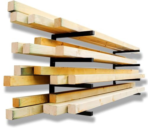 YYR Holz-Organizer und Holzaufbewahrungsregal, Wandhalterung, robustes Metallregal mit 4 Ebenen, hält bis zu 362,9 kg, für den Innen- und Außenbereich, Schwarz