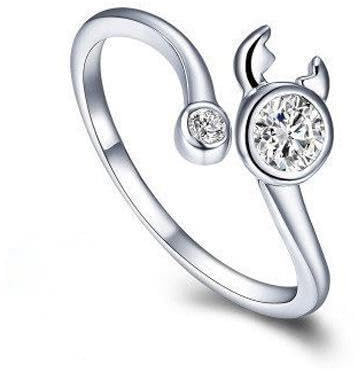 SJDOFU Damenring Weißer Stein 12 Sternzeichen Aszendent Verstellbarer Ring Geburtstagsgeschenk (Krebs)