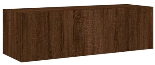 vidaXL Mobile TV a Parete con Luci LED Rovere Marrone 100x35x31 cm