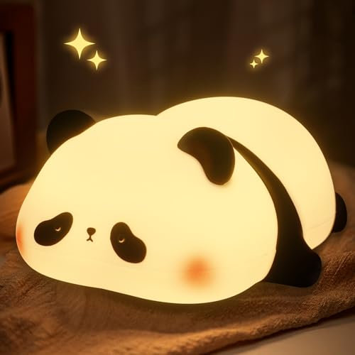HANDSONIC Nachtlicht Kinder Panda Nachtlampe - Nachtlicht Dimmbar mit Timer, Touch-Steuerung Silikon Nachtlicht Baby, USB-Aufladbar Weich Portable Cute Panda Lampe für Kinderzimmer Schlafzimmer Dekor