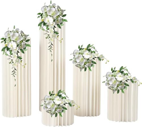 Loohacp Blumenständer Hochzeit Blumenständer, 5 Stück Faltbarer Dekosäule Partytische aus Karton Display-Papiersäulen für Hochzeiten, Geburtstagsfeier