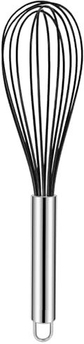 CHEFZOCO Batidor manual, Varillas de batir, Mezclador manual, Batidor de cocina, Batidor de huevos, Apto para Mezclar, Revolver la Masa, Huevos, Longitud 30 cm, Silicona y Acero inoxidable, Negro