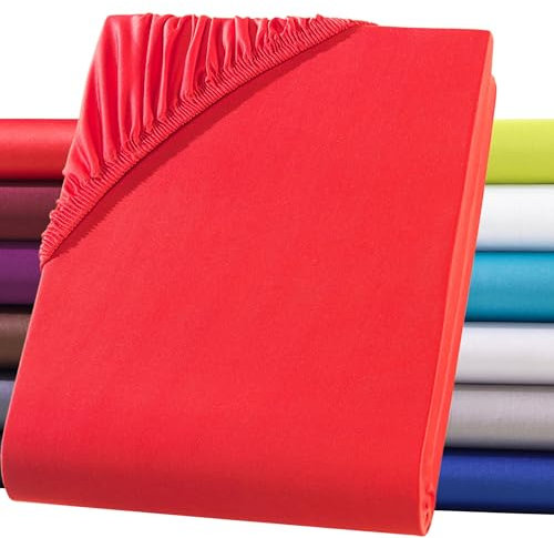 Spannbettlaken 140x200cm Mit 30 cm Tiefer Tasche, Atmungsaktiv,Leicht, Weich Und Knitterfrei Bettlaken 140160x200 Für Boxspringbett,Maschinenwaschbar,100% Mikrofaser-Spannbetttuch (Rot, 140-160x200cm)