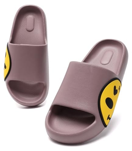 Waysoland Girls Boys Summer Sliders Sandals,EVA Open Toe Soft Slides Beach Bathroom Pool Shower Anti-Slip Slippers Flip Flops for Indoor Outdoor(Blush,1/2 UK Child)