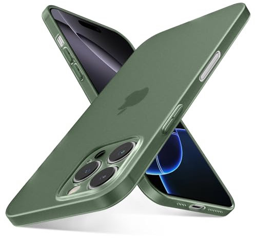 QLTYPRI Ultra Thin Case for iPhone 16 Pro Max with Full Coverage Camera Protection, Translucent Matte Slim Lightweight Soft Silicone TPU Bumper Shockproof Phone Case Cover for iPhone 16 Pro Max– Green