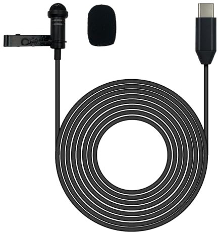 SPTSSWET Type C Lavalier Microphone Compatible with iPhone 15 15 Pro Max Android iPad 10 iPad Pro iPad Air 5 4 Computers for Vlogging, Interviews, YouTube, TikTok, Live Streaming,9.8ft