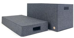 voigtdesign® Aufbewahrungsbox CLASSIC - FILZ Korb Box mit Deckel in Sondergrößen, Höhe 29 und 29,5cm (Anthrazit meliert, 64x32x29cm (LxBxH))