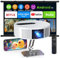 Mini Beamer, 4K Full HD 1080P Projector mit Bluetooth und WiFi Android OS 11.0, 150 Zoll, 360-Grad-Flip Smart Led Beamer Kompatibel mit Smartphone/TV Stick/TV Box/HDMI/USB/AV/PS5 (Weiße)